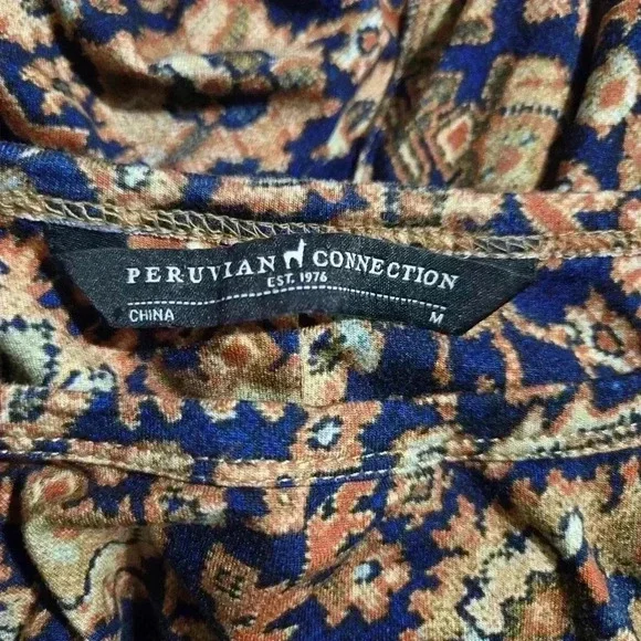 Peruvian Connection Half Wrap Sultanabad Sleeveless Midi Dress Size M #177 - Picture 6 of 6